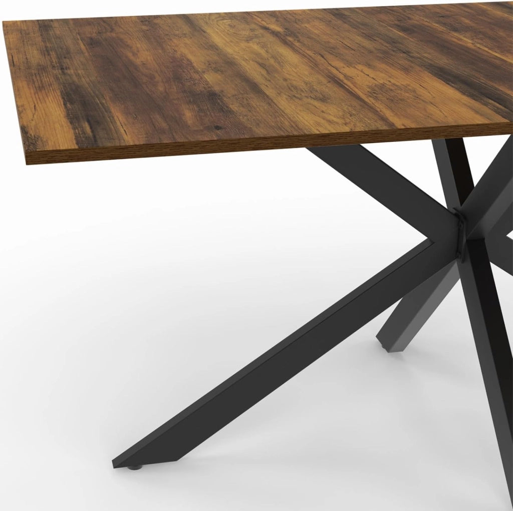 Tavolo da pranzo rettangolare ALIX 8 persone in legno scuro gamba a ragno HAWKINS e nero 160 cm