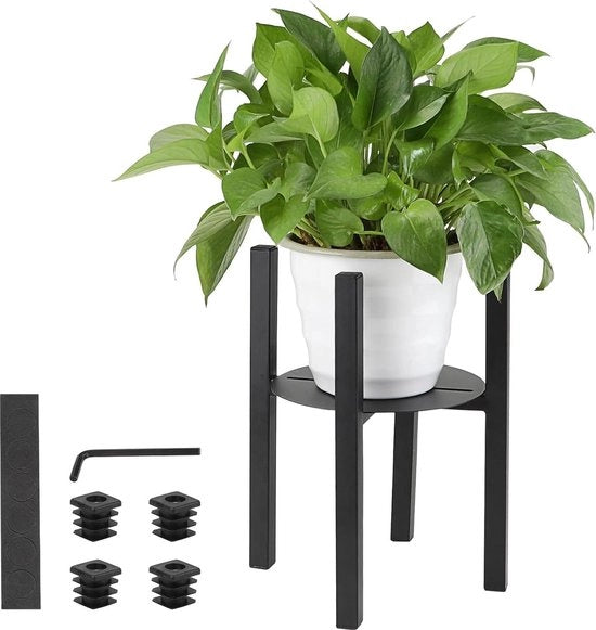 Standaard per piante adattabile - 31 cm alto - metallo - vassoio per fiori con piatto - 24 a 36 cm di diametro - stand per vaso di fiori