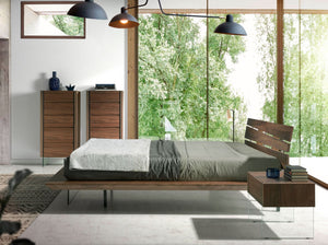 Chiffoniera in noce e vetro temperato