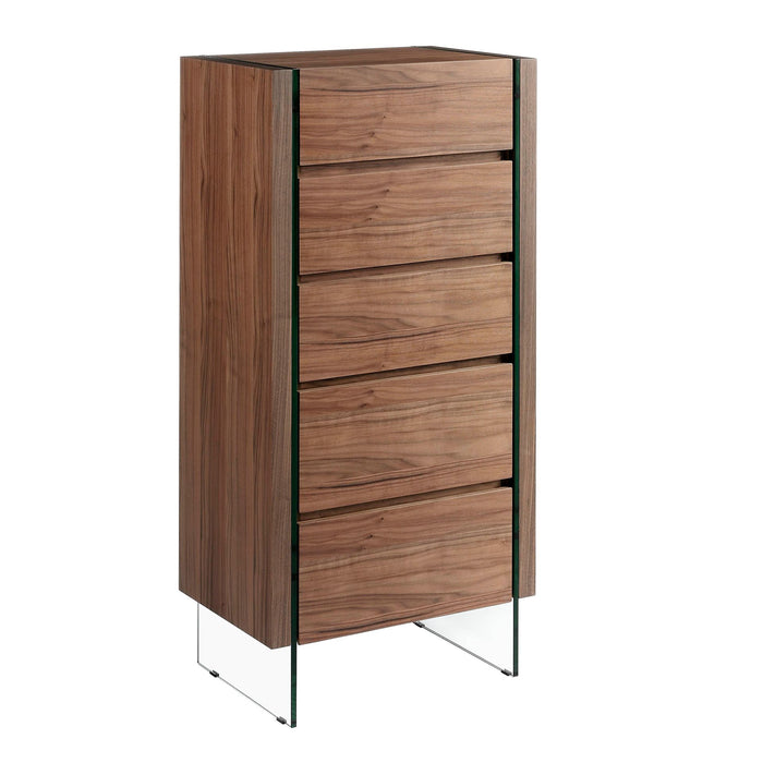 Chiffoniera in noce e vetro temperato