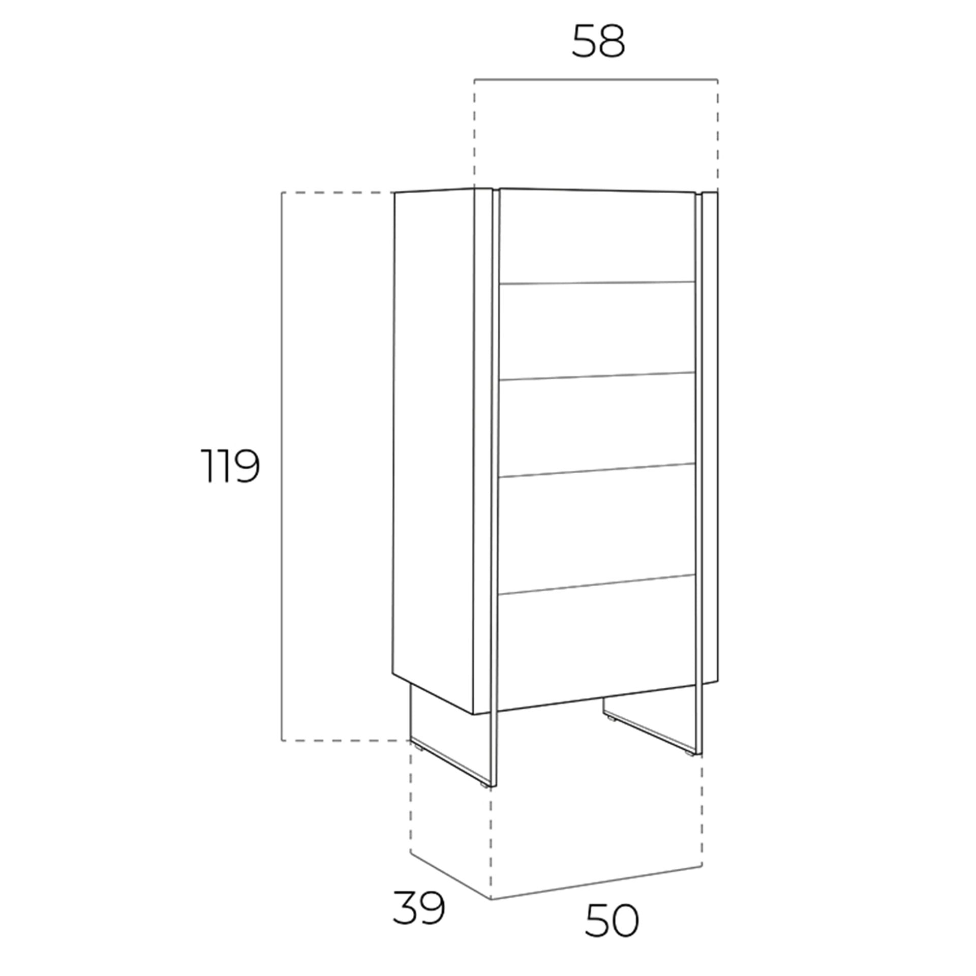 Chiffoniera in noce e vetro temperato