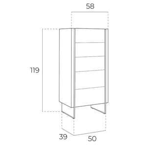 Chiffoniera in noce e vetro temperato