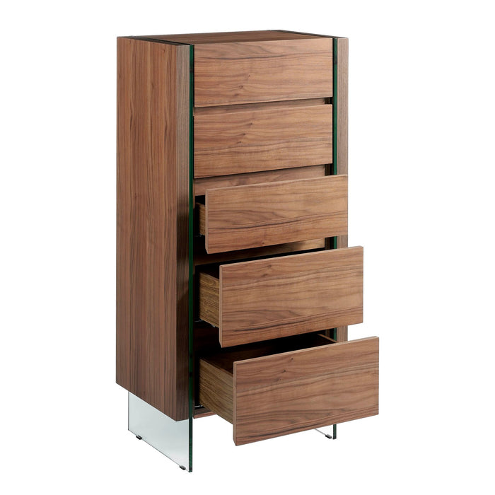 Chiffoniera in noce e vetro temperato