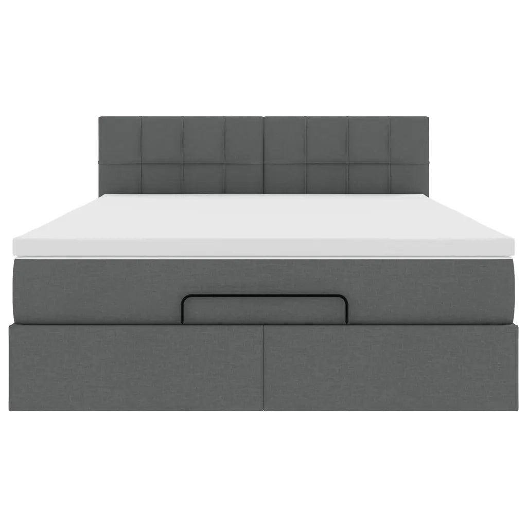 Pouf Letto con Materasso Grigio Scuro 140x190 cm in Tessuto