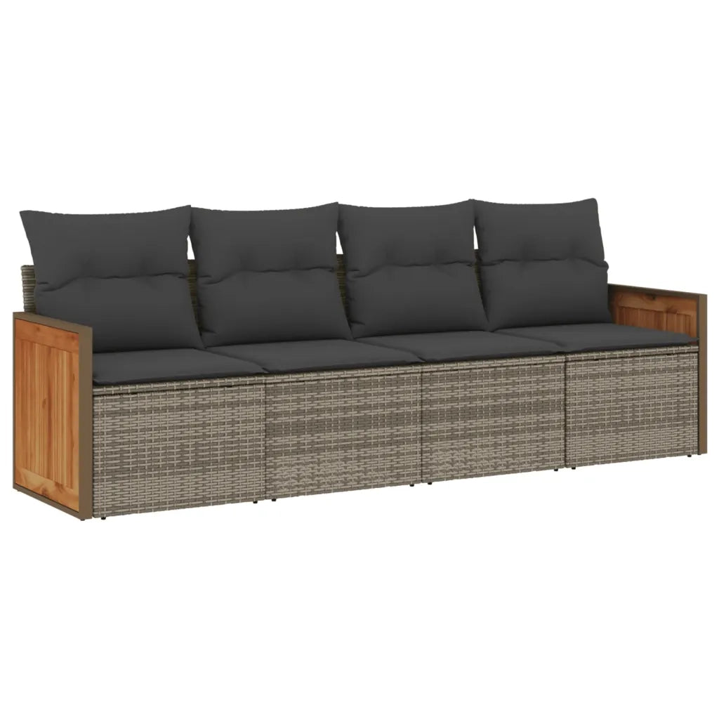 Set Divani da Giardino 4 pz | Set Salotto da Giardino con Cuscini in Polyrattan Grigio