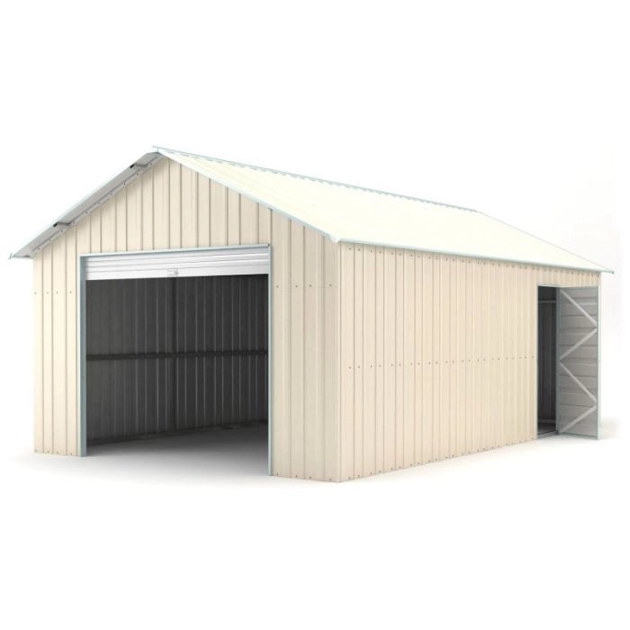 Box deposito auto lamiera capanno in Acciaio Zincato con saracinesca 438x724 cm x h 3,31 m - 585KG - 31.7 mq - BEIGE