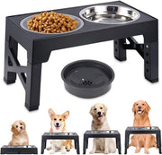 Honden voerbak con 4 altezze regolabili - con bacino per acqua impermeabile e piastra antiscivolo per cani - eetbak hond - voederbak hond - standaard hond con bacino per cani - verhoogde hondenbakstandaard