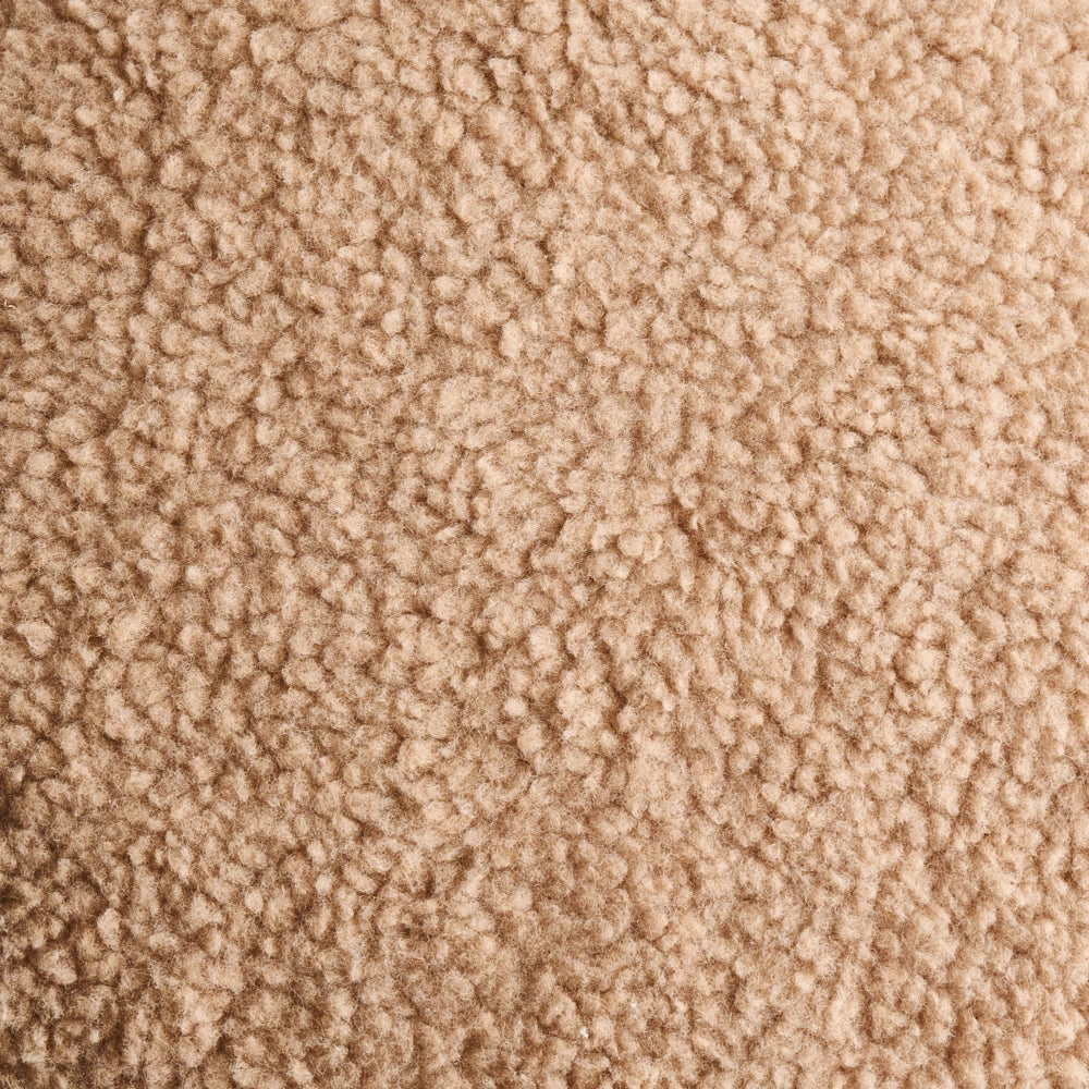 Pouf Beige Boucle Rotondo 45 x 45 x 46 cm Poggiapiedi Tappezzeria a forma di fungo Soggiorno moderno Camera da letto