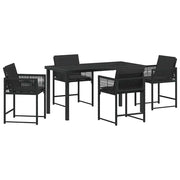 Set da Pranzo per Giardino 5 pz | Set Salotto da Giardino Nero polyrattan