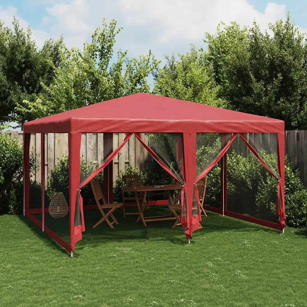 Tenda per Feste con 8 Pareti Laterali in Rete Rossa 4x4 m HDPE 4010065