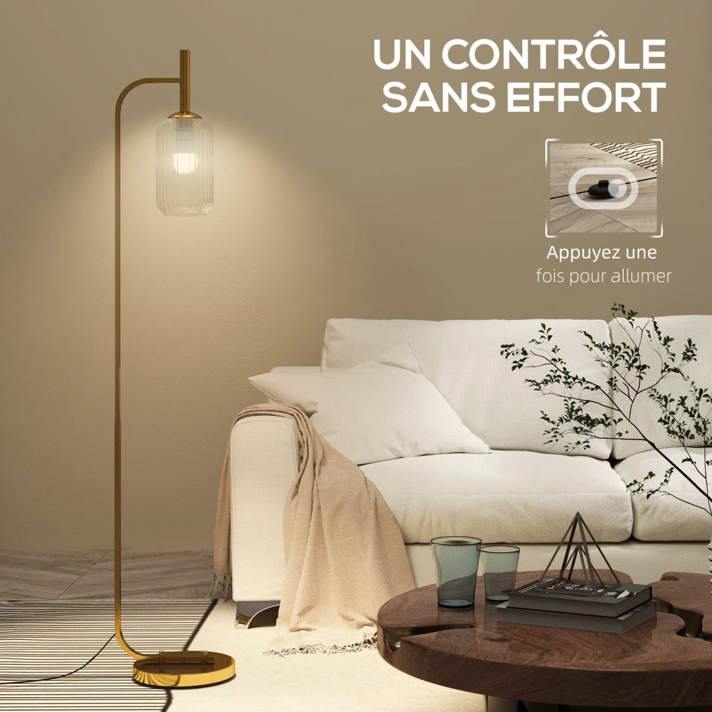Lampada da terra ¨C zephmum ¨C vetro testurato oro 29x25x152 cm