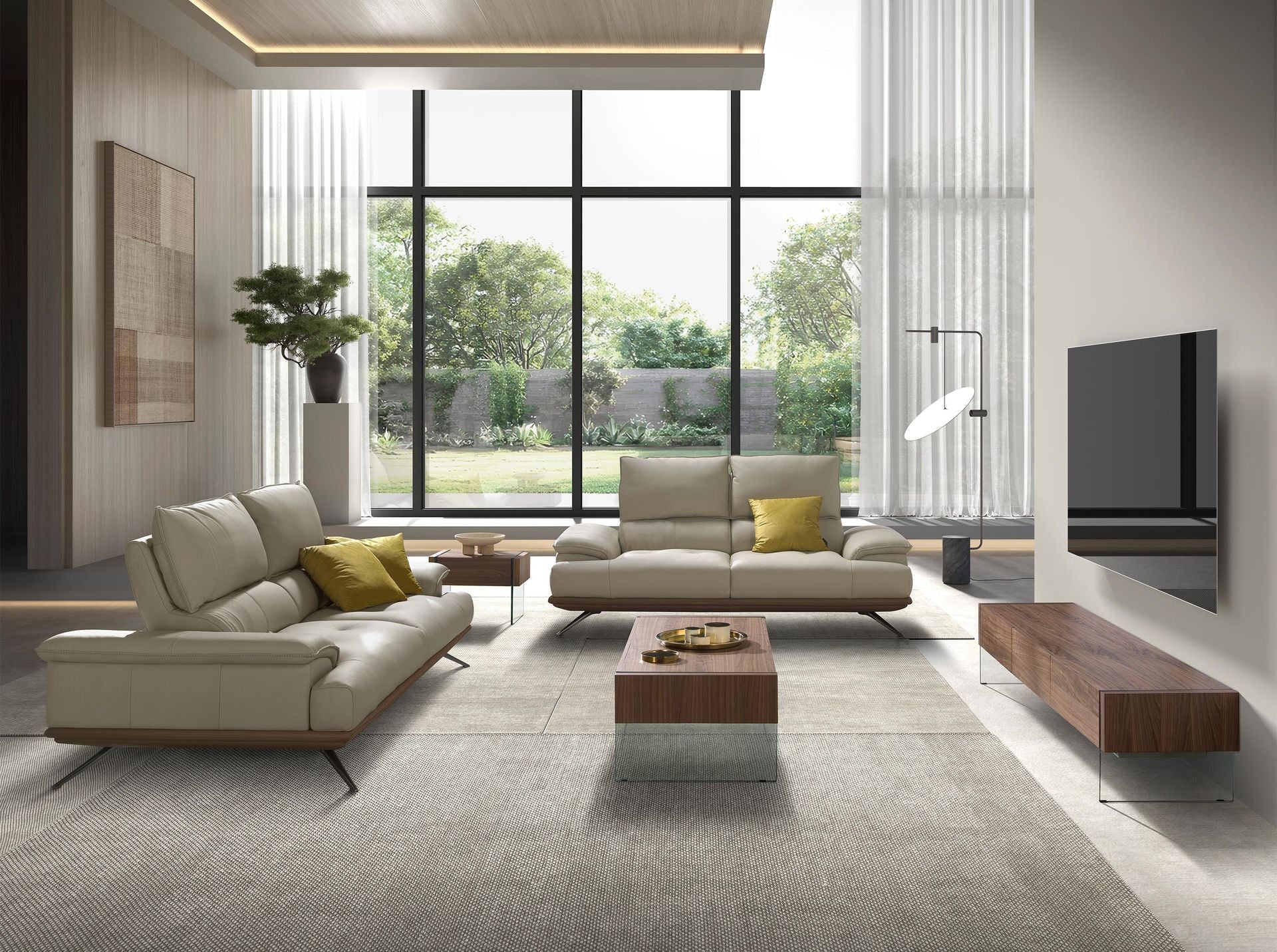 Comodino in noce e vetro temperato