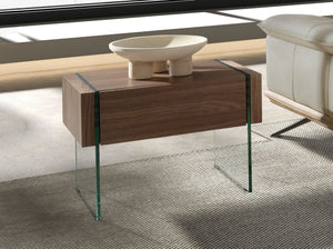 Comodino in noce e vetro temperato