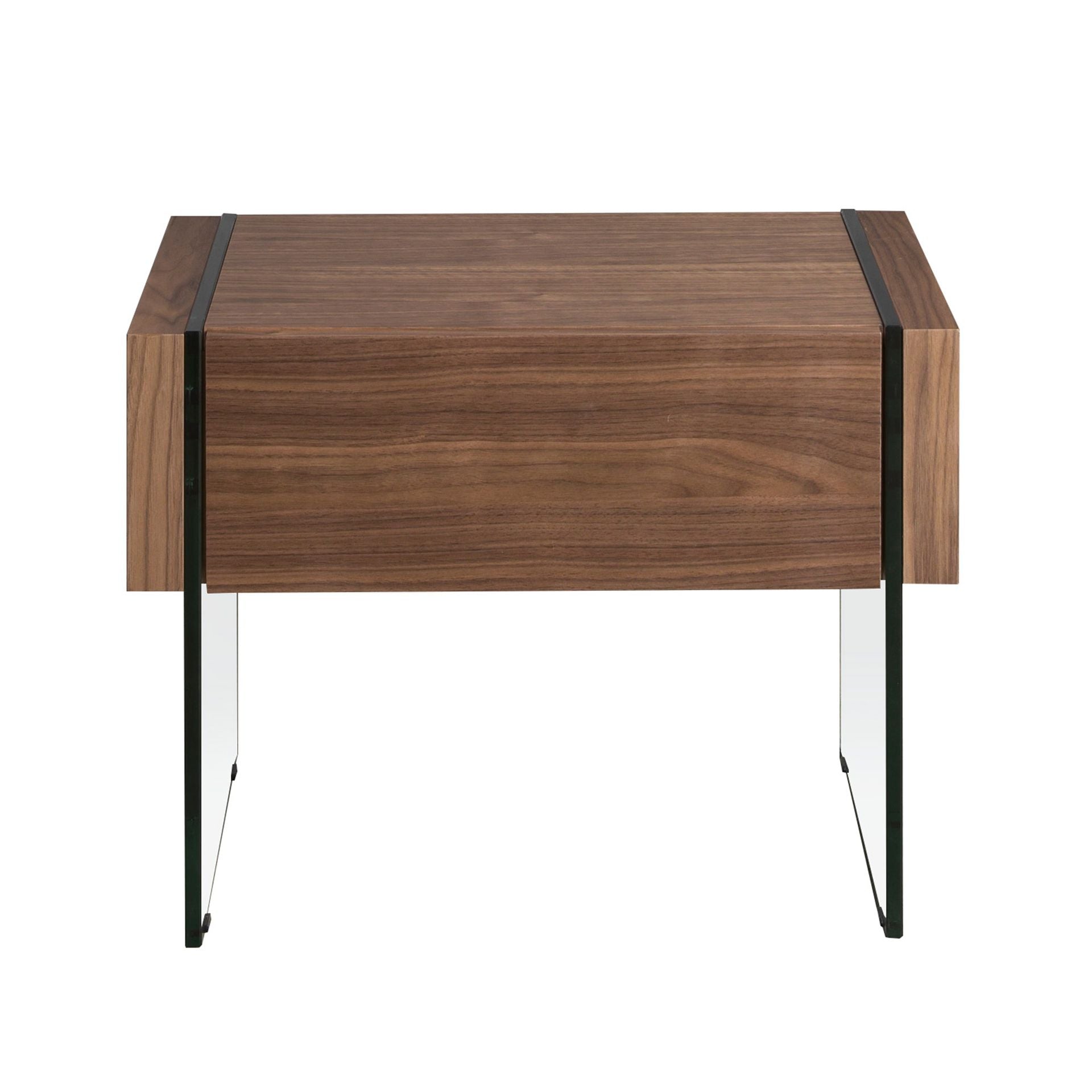 Comodino in noce e vetro temperato