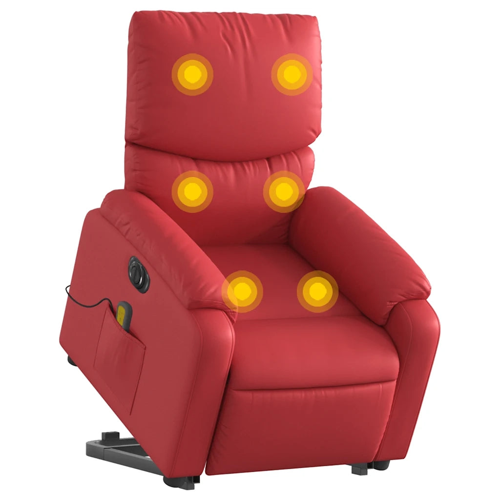 Poltrona Alzapersona Reclinabile Elettrica Rossa in Similpelle 3204912