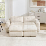 Divano modulare in chenille; beige; 194 x 160 x 68 cm