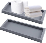Piatto da bagno in silicone grigio - set di 2 - rettangolare - 20 x 10 x 18 cm - piatto decorativo - tavolo per trucco - tavolo per gioielli - candele - asciugamano - sapone