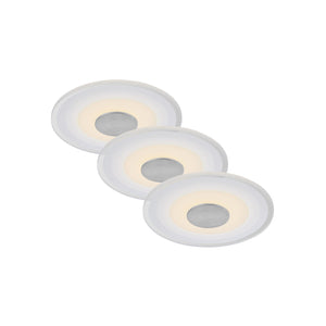 Set 3 Faretti Incasso Verre Plastica Bianco Led Integrato 6W 3000K
