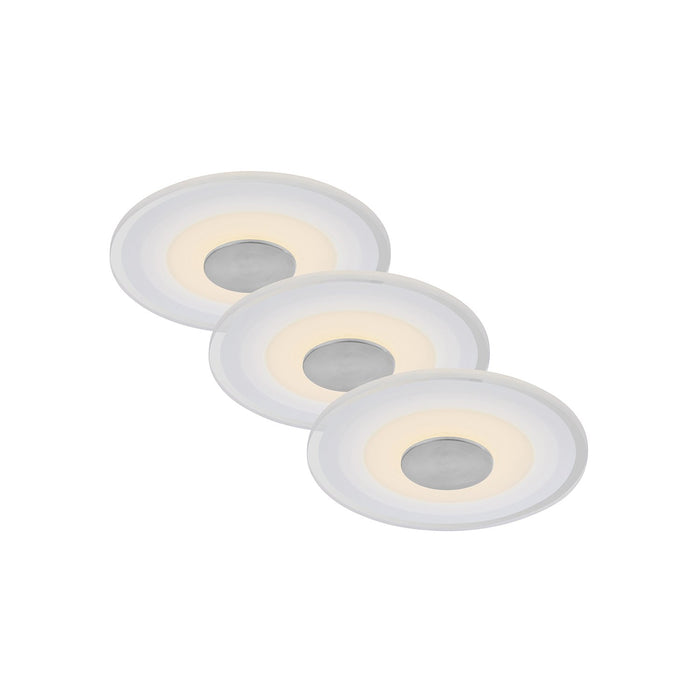 Set 3 Faretti Incasso Verre Plastica Bianco Led Integrato 6W 3000K