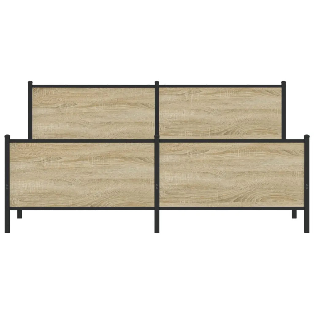 vidaXL Giroletto senza Materaso in Metallo Rovere Sonoma 193x203 cm
