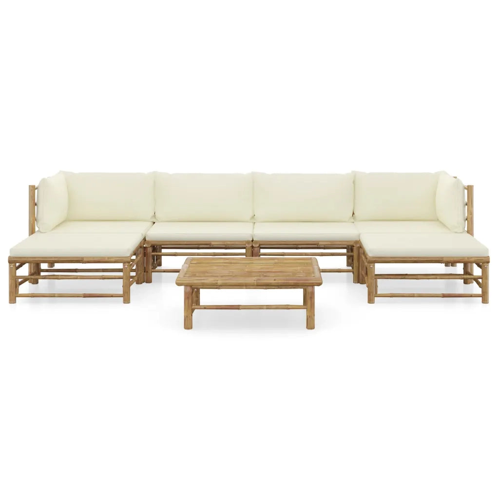 Set Divani da Giardino 7 pz con Cuscini Bianco Crema in BambÃ¹ cod mxl 44249