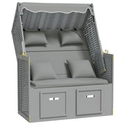 Strandkorb con cuscini in polyrattan e legno massello grigio 02_0012180