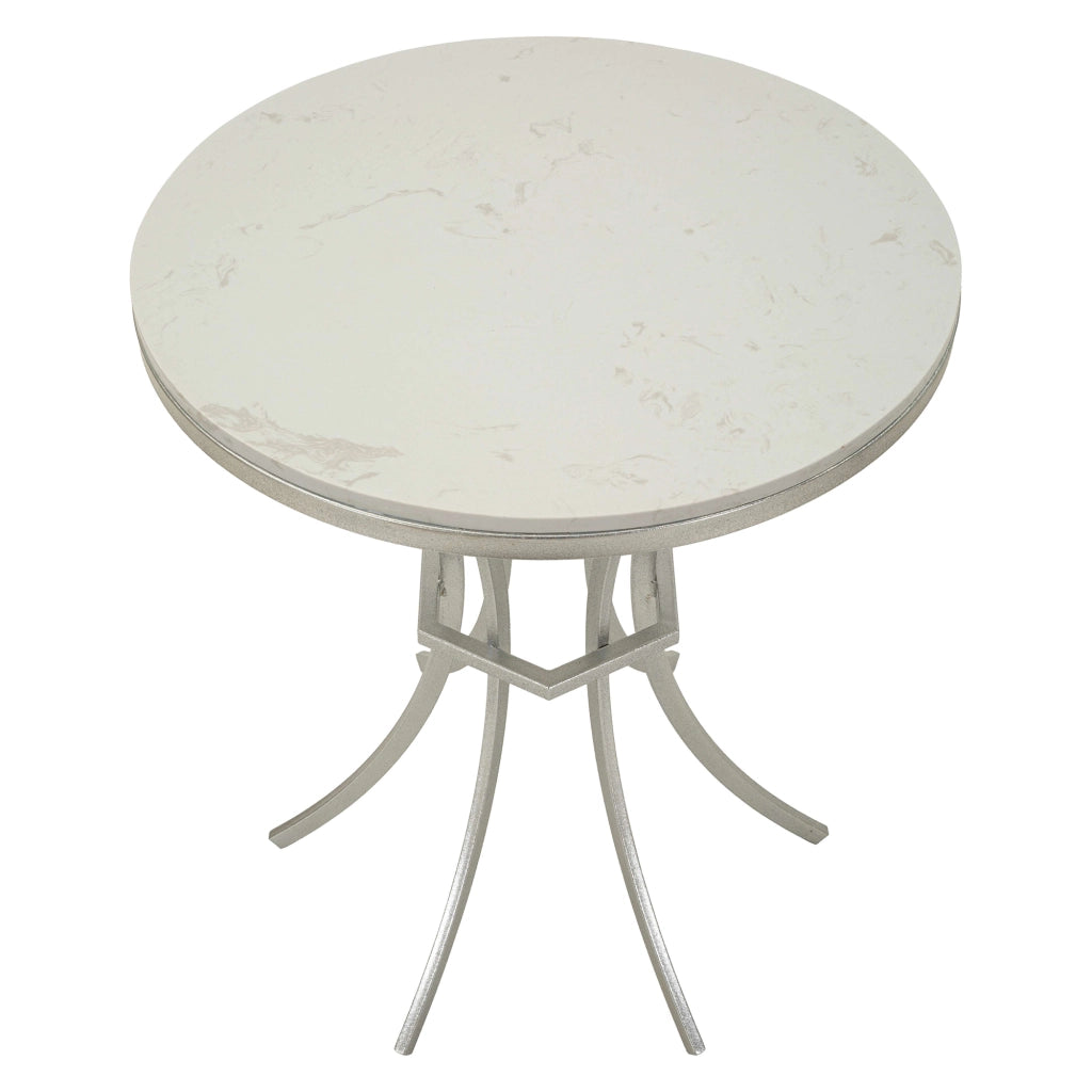 Faka, Tavolino da Salotto Ripiano Effetto Marmo, 56x56x68h cm Bianco Marmo
