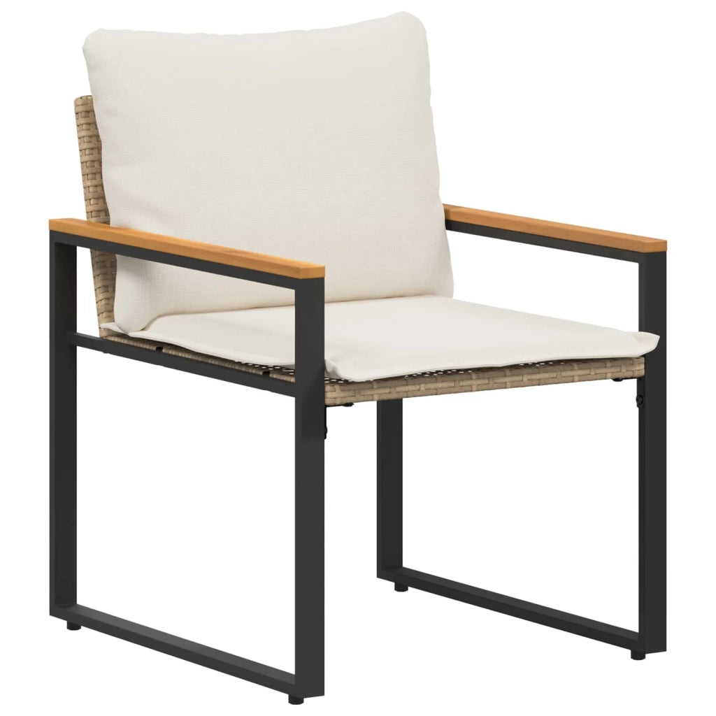 Set di Mobili con cuscino 3 pcs Beige e Bianco Crema Rattan