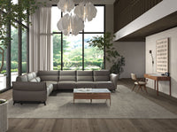 Comodino in noce con piano in vetro effetto marmo bianco e grigio lucido