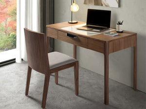 Comodino in noce con piano in vetro effetto marmo bianco e grigio lucido