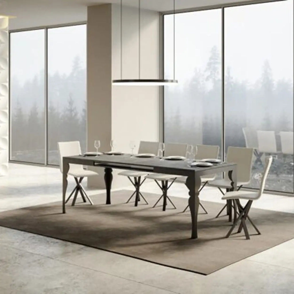Tavolo allungabile 120/224x90 cm Paxon Evolution colore cemento telaio e gambe antracite