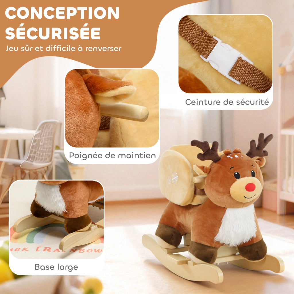 Cavallo Dondolo per Bambini ¨C zephmum ¨C Marrone 65x32x55 cm