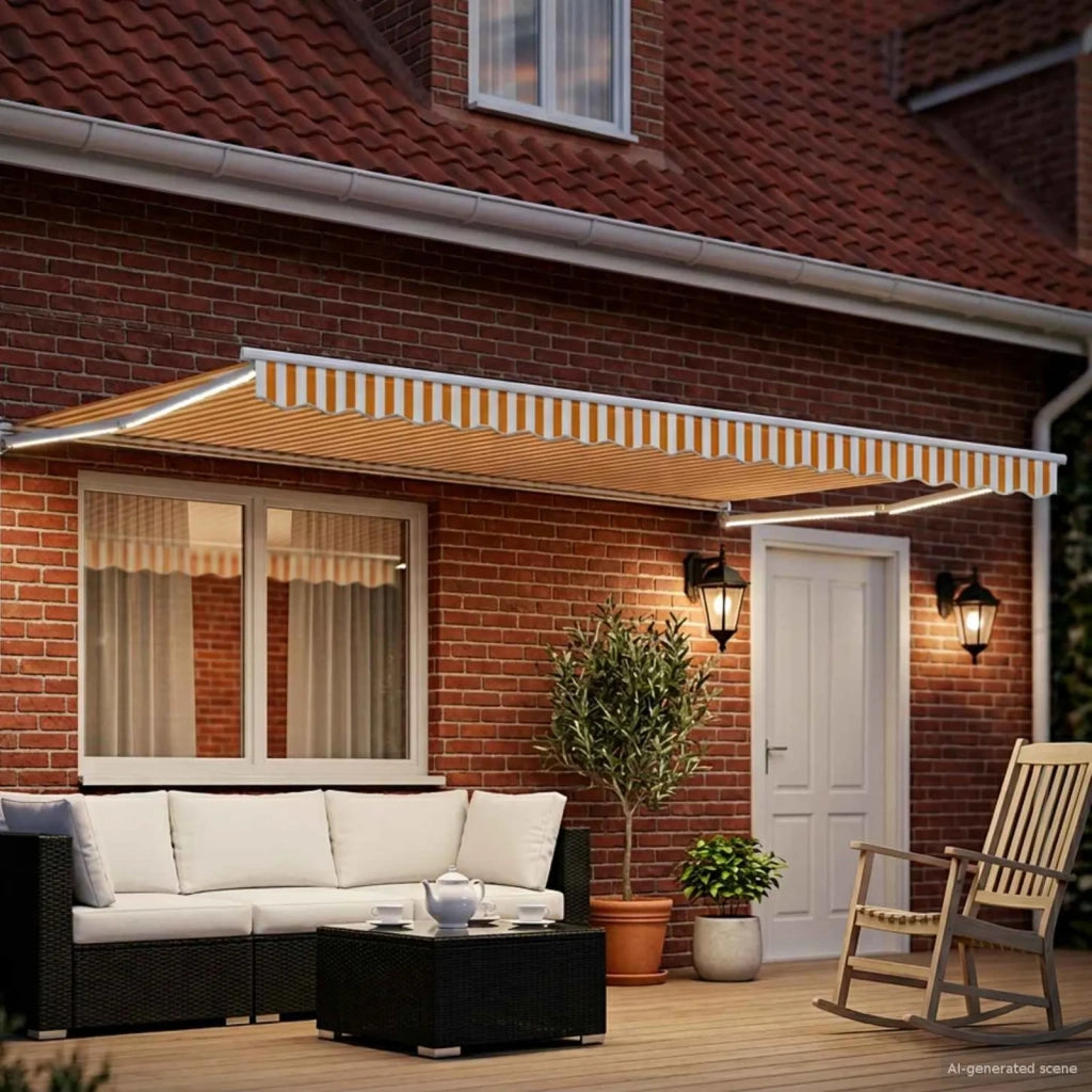 Tenda da Sole | Tenda retrattile manuale con LED Giallo e Bianco 4 ¡Á 3 m