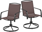 Set di 2 Sedie Girevoli a 360°, Sedia a Dondolo da Esterno con Braccioli, Schienale Alto e Seduta Traspirante, Poltrone Dondolo per Giardino, Piscina, Balcone, Balcone, Cortile (Marrone)