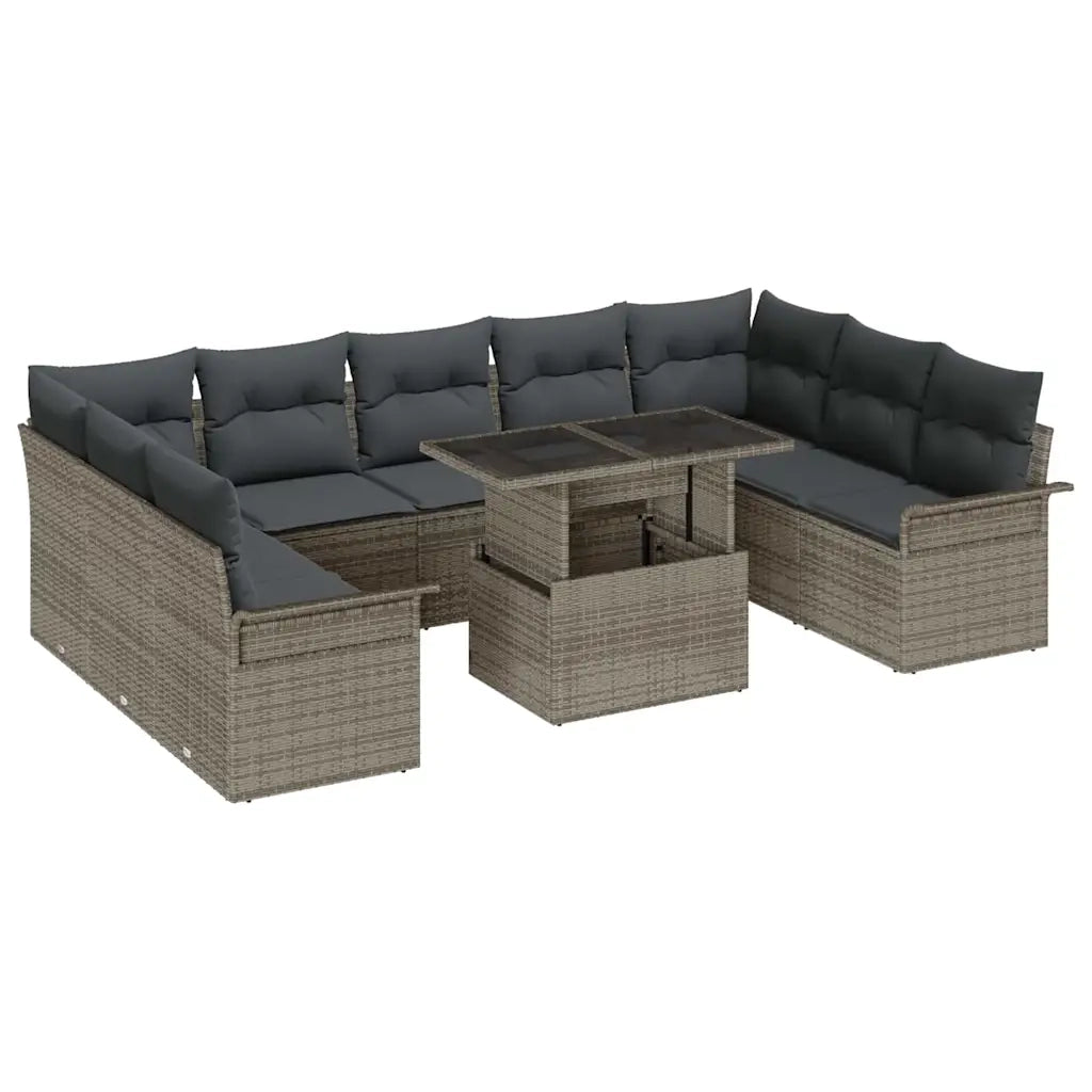 Set Divano da Giardino 10 pcs Grigio Rattan in Polipropilene 3357082
