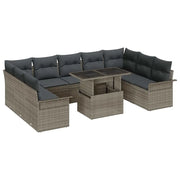 Set Divano da Giardino 10 pcs Grigio Rattan in Polipropilene 3357082