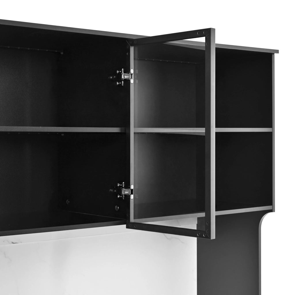 SIDEBOARD 120x40x180 cm Bianco e Nero in MDF con LED