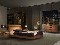 Cassettiera in noce con piano in vetro effetto marmo