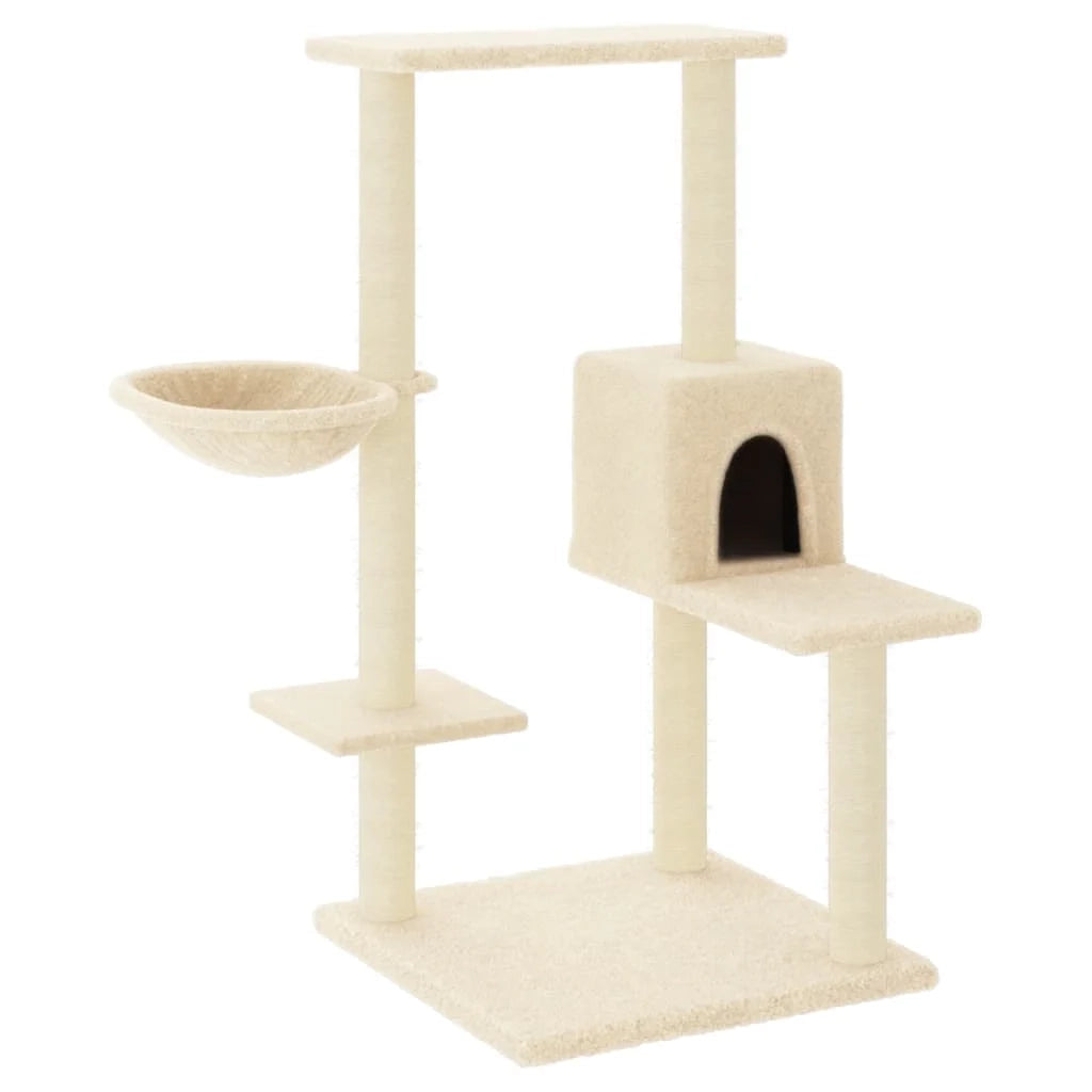 Tiragraffi per gatti torre per arrampicata giocattolo piattaforma per arrampicata con tiragraffi in sisal 95 cm crema 02_0022535