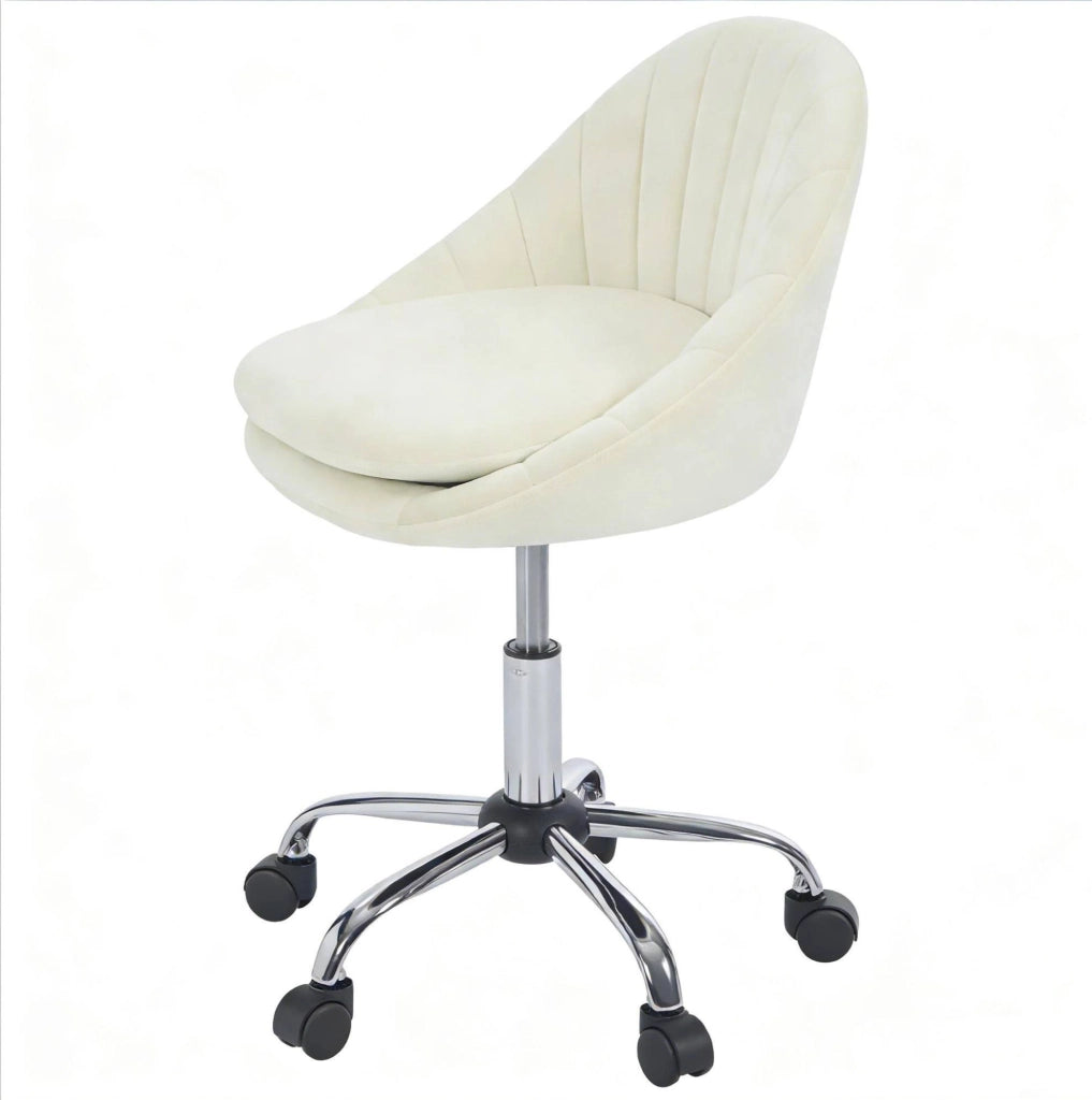 Sedia da ufficio ergonomica beige in velluto, regolabile