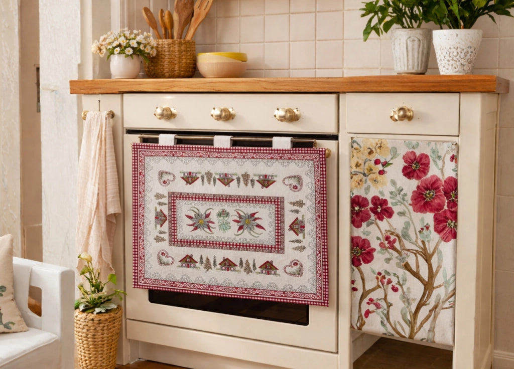 Copriforno Cucina Universale Cinigliato Copertura Decorazione Forno Dis. Monte Bianco