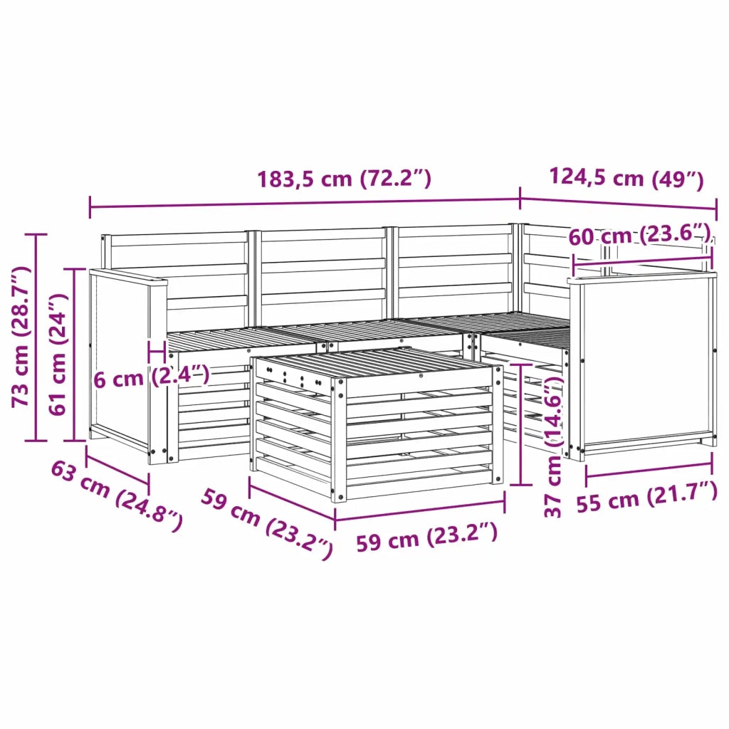 Set di divani da esterno 5 pcs Naturale 59 x 59 x 37 cm 3384310