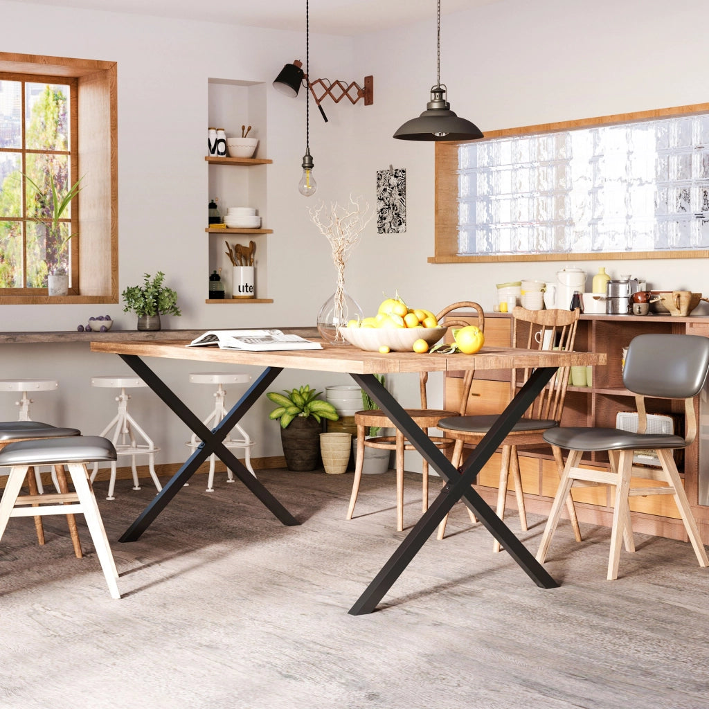 Piedi per Tavolo Industriali in Acciaio Nero ¨C zephmum ¨C 80x72 cm