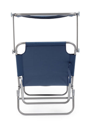 Set 4 Lettini Prendisole da Giardino 55x185x70 cm in Tessuto Poliestere con Tettuccio Orisano Blu