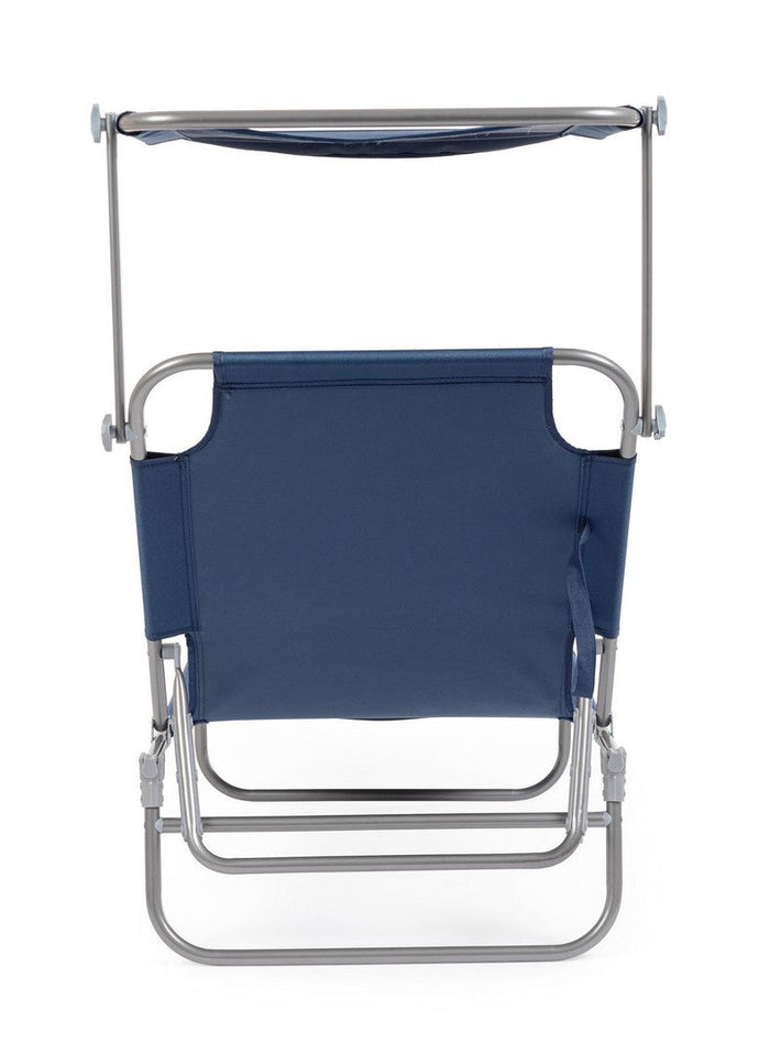 Set 4 Lettini Prendisole da Giardino 55x185x70 cm in Tessuto Poliestere con Tettuccio Orisano Blu