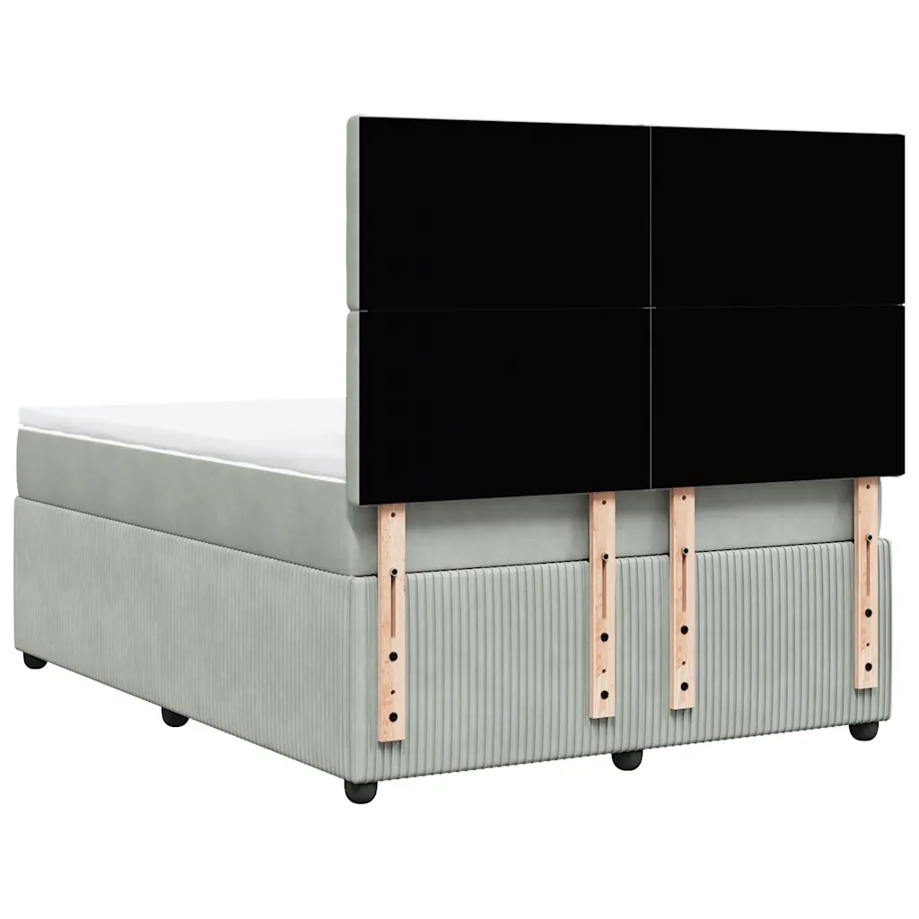 Giroletto a Molle con Materasso Grigio Chiaro 140x190cm Velluto