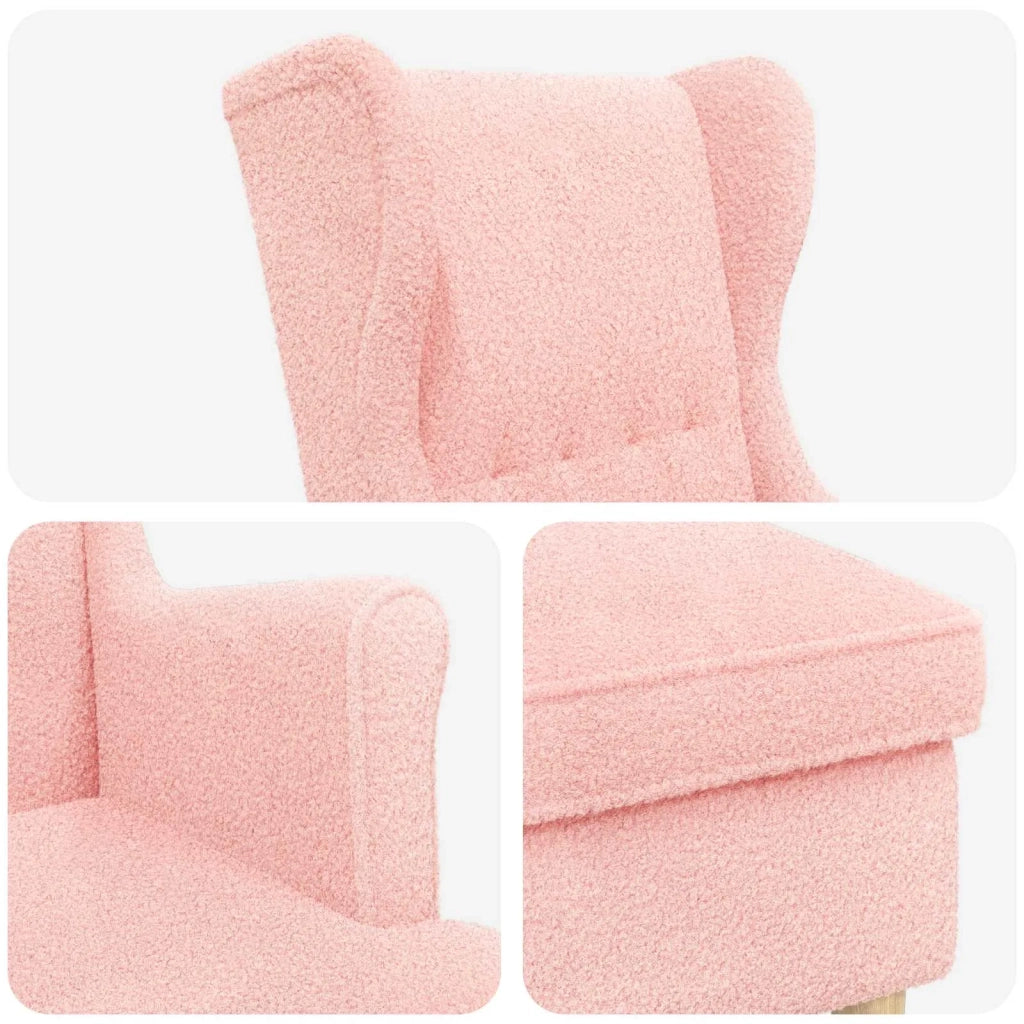 Poltrona con Ottomano 2 pz Rosa Bouclé 3418835
