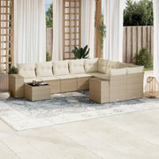 Set Divano da Giardino 10 pz con Cuscini Beige in Polyrattan 3223057