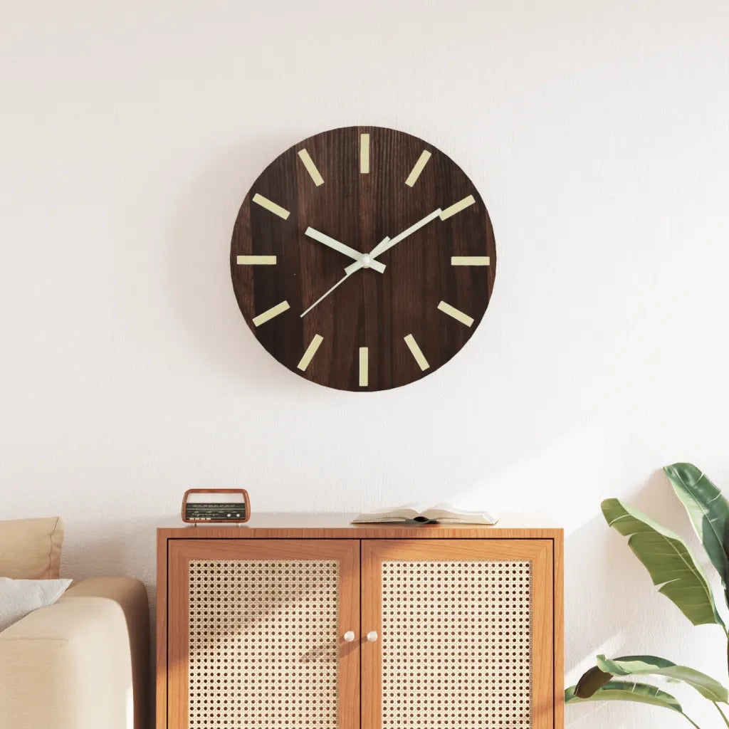 Orologio a Parete con Ore e Lancette Luminose Marrone ?30 cm CFW2759169