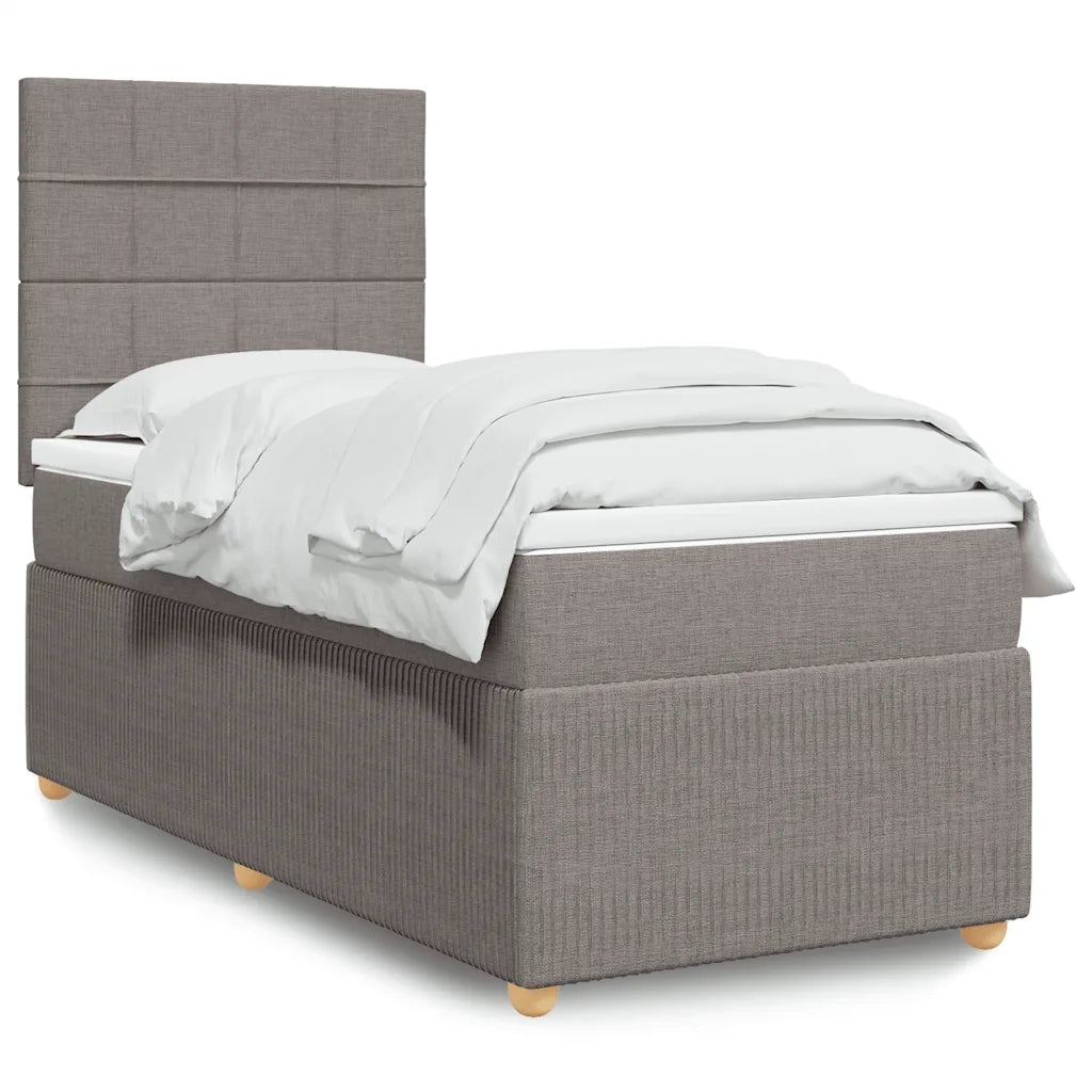 vidaXL Giroletto a Molle con Materasso Tortora 100x200 cm in Tessuto